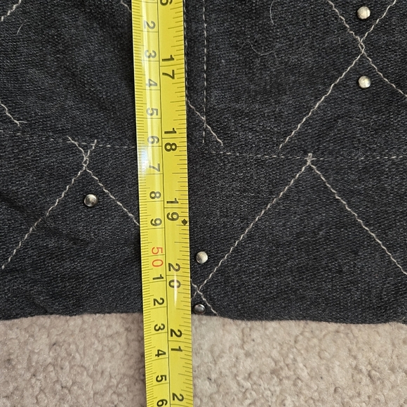 FREE PEOPLE Grey Quilted Studded Moto Sweater Jacket With Neck Buckles. Small - Picture 16 of 16